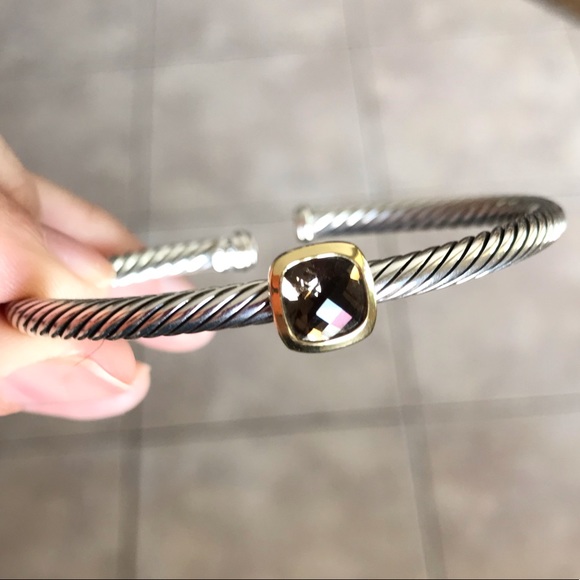 David Yurman 18K Gold Smoky Quartz Cable Bracelet - Picture 2 of 8